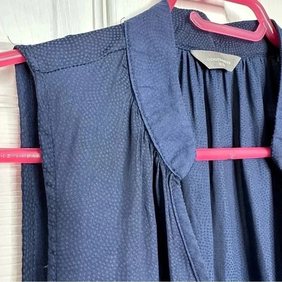 Denver Hayes Blouse Sleeveless U-Shape Neckline Semi-Sheer Peplum Blue Sz Medium - Picture 5 of 16